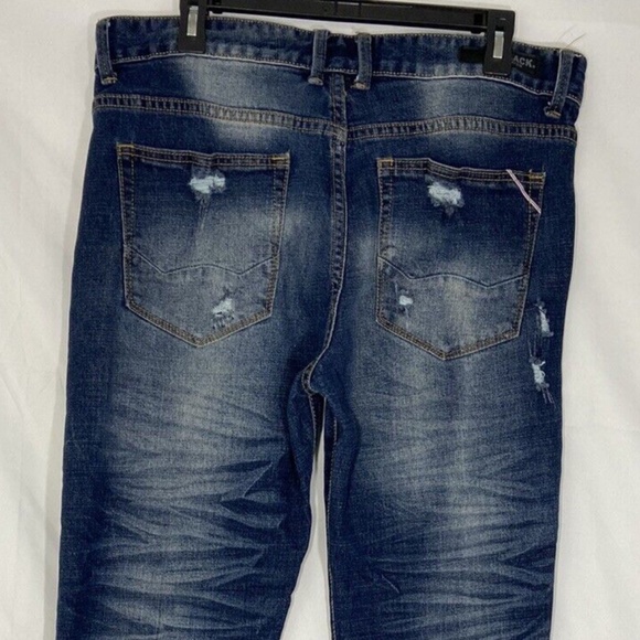 CJ Black Premium Mens Distressed Slim Flex Mid Rise Jeans Dark Blue 34 X 34 - Picture 3 of 7